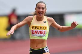A delighted Rose Davies winning in Tokyo. Picture by Kenta Harada, Getty Images
