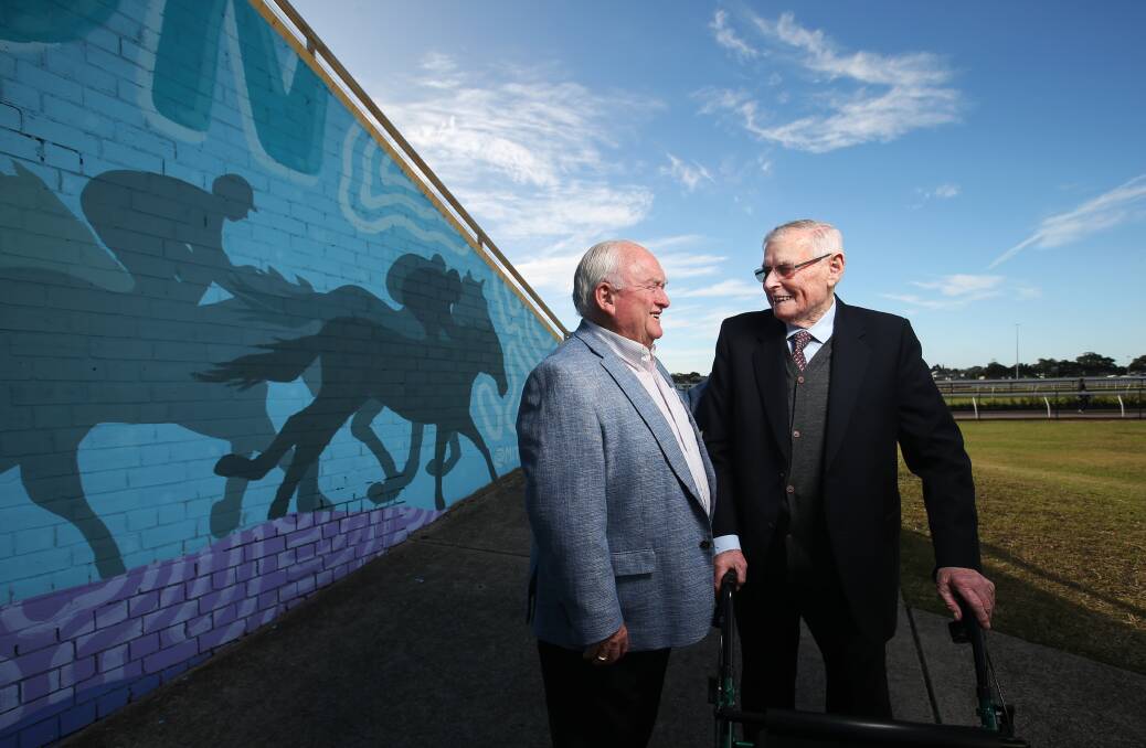 Clarry Conners and Neville Begg at Newcastle Racecourse on Tuesday. Picture by Simone De Peak