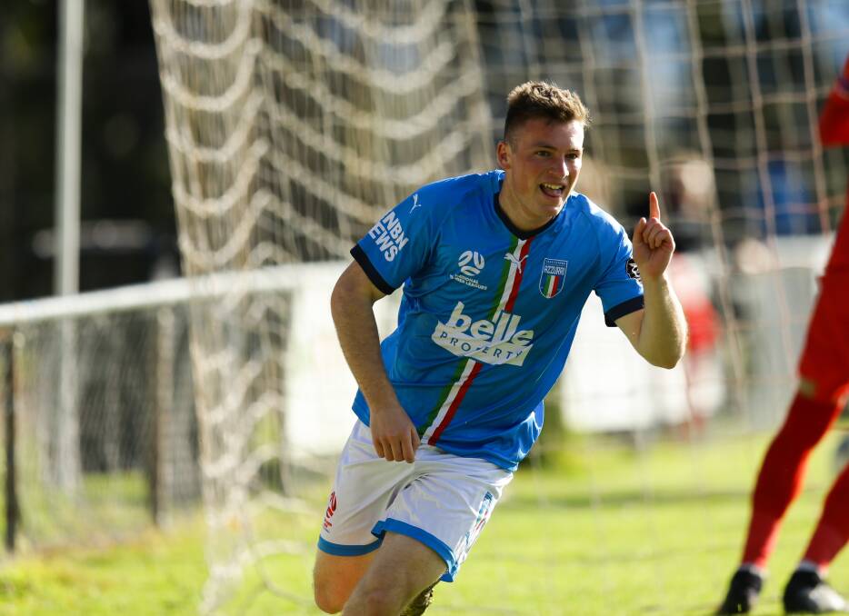 ON TARGET: Azzurri's Riley Smith scored twice on Sunday against Lake Macquarie then once on Wednesday night against Valentine. Picture: Jonathan Carroll
