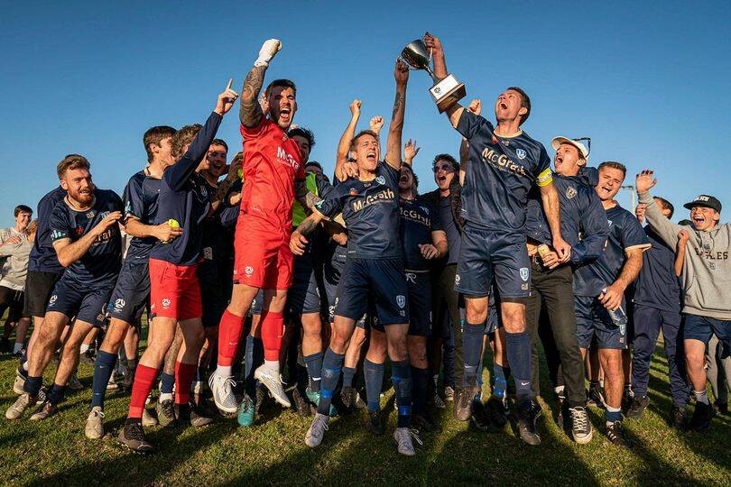 COMING UP: New Lambton celebrate their Northern League One premiership on Sunday. Picture: New Lambton FC