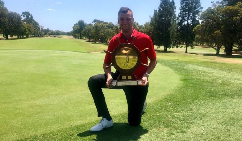 TOP START: Brayden Petersen last week with the Rich River Trainee Classic trophy, which he also won in 2018. Picture: PGA Media