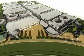 An artist's impression of the approved NJC stables project plan from an overhead, trackside view. On the right is Chatham Street and top left is Darling Street. Picture supplied
