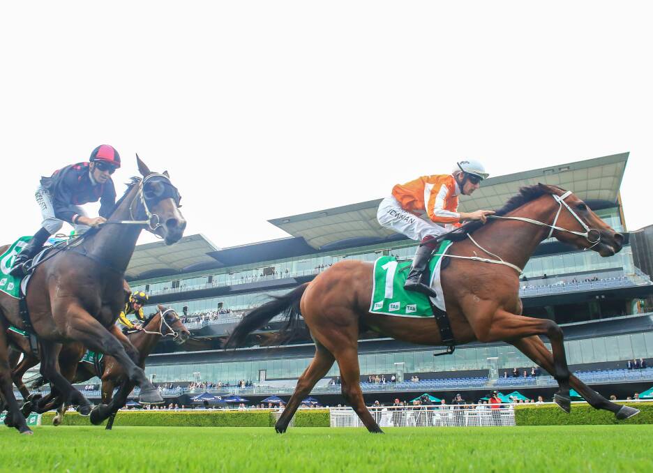 FRESH IS BEST: Leo and jockey Hugh Bowman storm to victory ahead of the Brett Cavanough-trained Water Dove on Saturday at Randwick. Picture: Getty Images