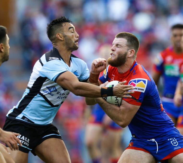 TOUGH TIME: Knights forward Lachlan Fitzgibbon in action for Newcastle last season. Picture: Jonathan Carroll