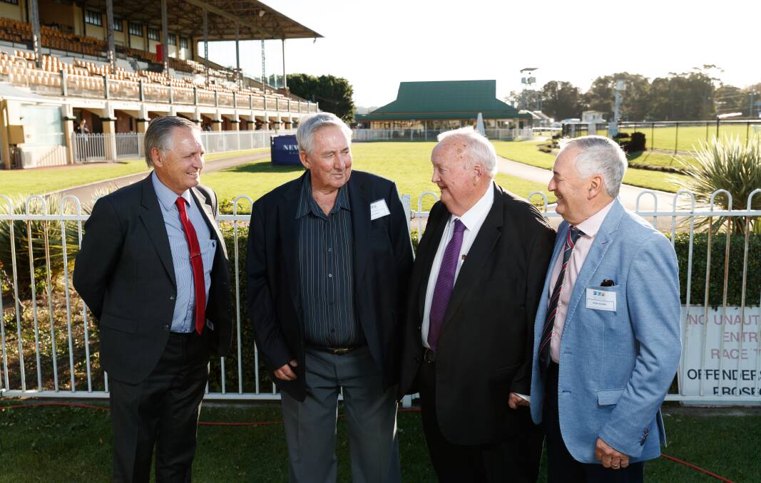 INDUCTEES: Trainers Peter Snowden and Pat Farrell with popular racing personality Gary Harley and former jockey Alan Scorse after their induction on Tuesday at Newcastle Racecourse. Picture: Max Mason-Hubers