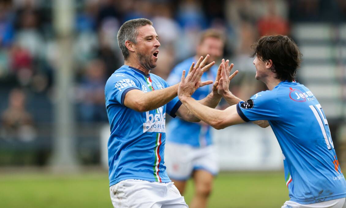 SEASON OVER: Matt Tull celebrates a goal for Azzurri this year. Picture: Jonathan Carroll