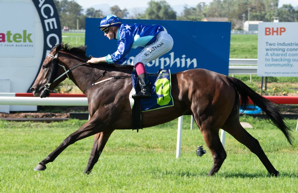 Charlotte's Heart and jockey Keagan Latham win on Tuesday. Picture: Muswellbrook Race Club