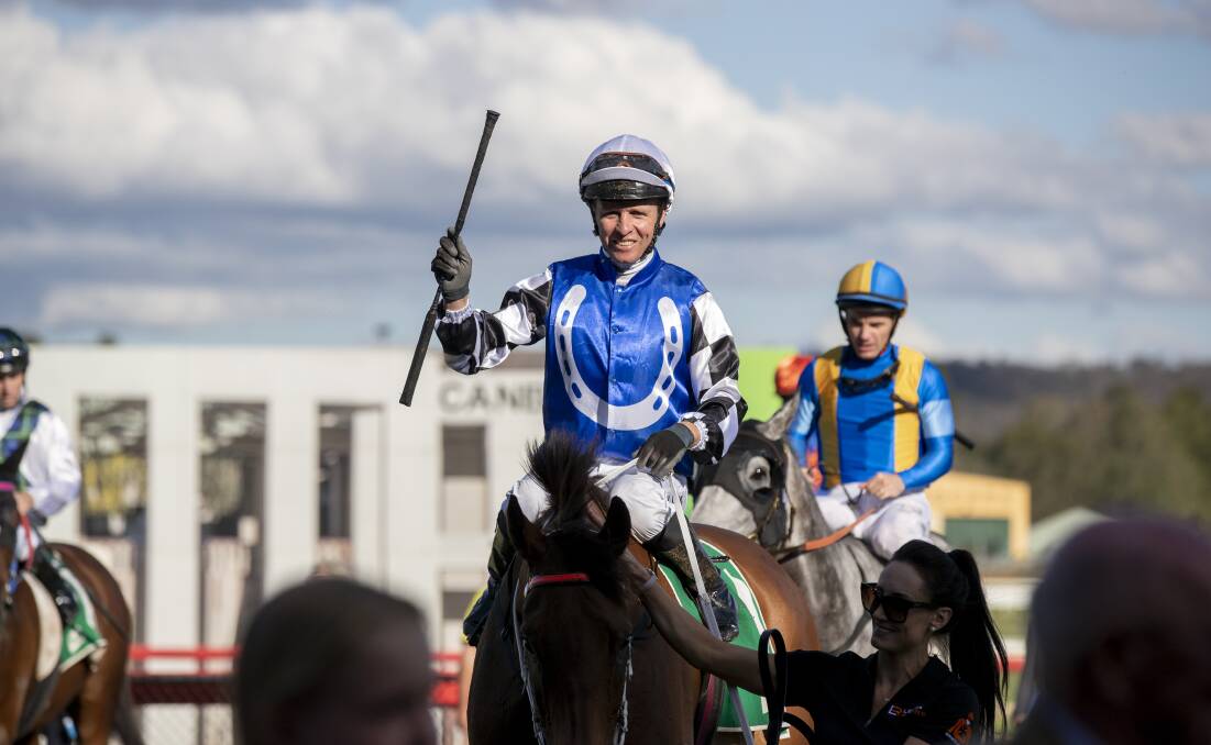 Mugatoo and jockey Kerrin McEvoy after their win in the Canberra Cup. McEvoy will ride Mugatoo in the Newcastle Cup if he starts. Picture: Sitthixay Ditthavong