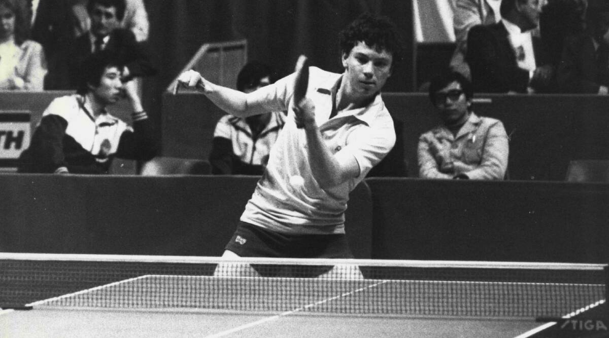 CHAMPION: Gary Haberl in action for Australia at the Table Tennis Classic at State Sports Centre Homebush in August 20, 1985. Picture: Peter John Moxham/Fairfax Media.