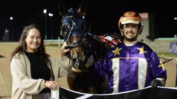 Melanie Elder and Joe Taaffe with Halsey Nicole after their win. Picture Racing at Club Menangle