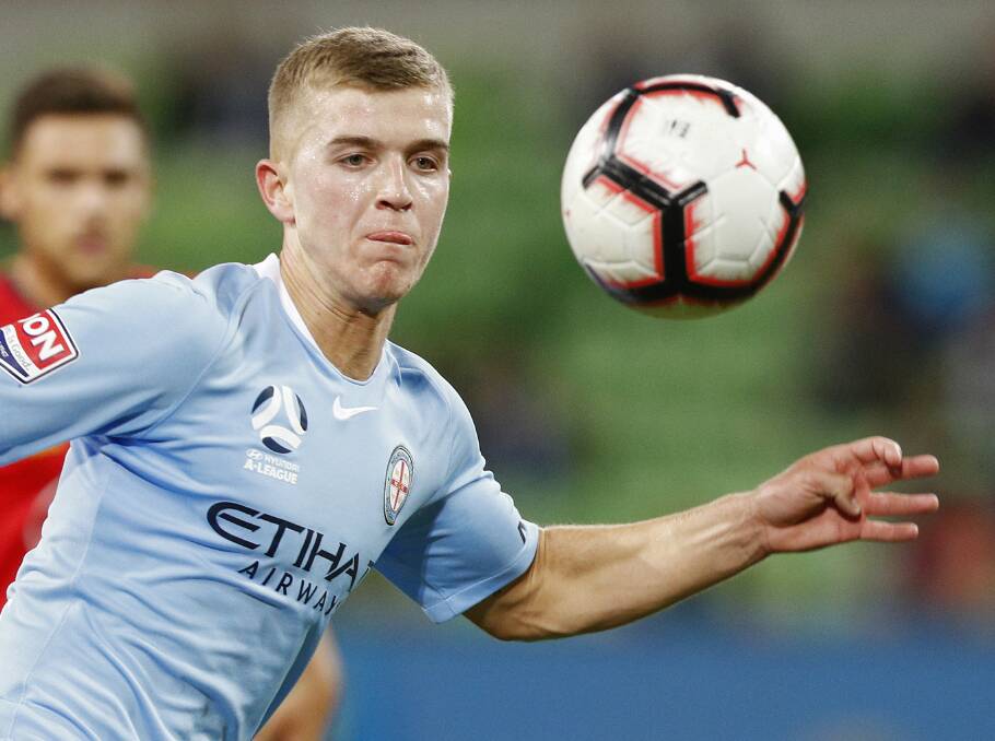HEADING BACK: Former Jet Riley McGree in action for City.