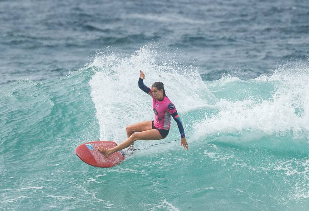 TURNING POINT: Philippa Anderson in action at Surfest on her home break this year before the COVID-19 pandemic forced a halt to WSL competition. Picture: Max Mason-Hubers