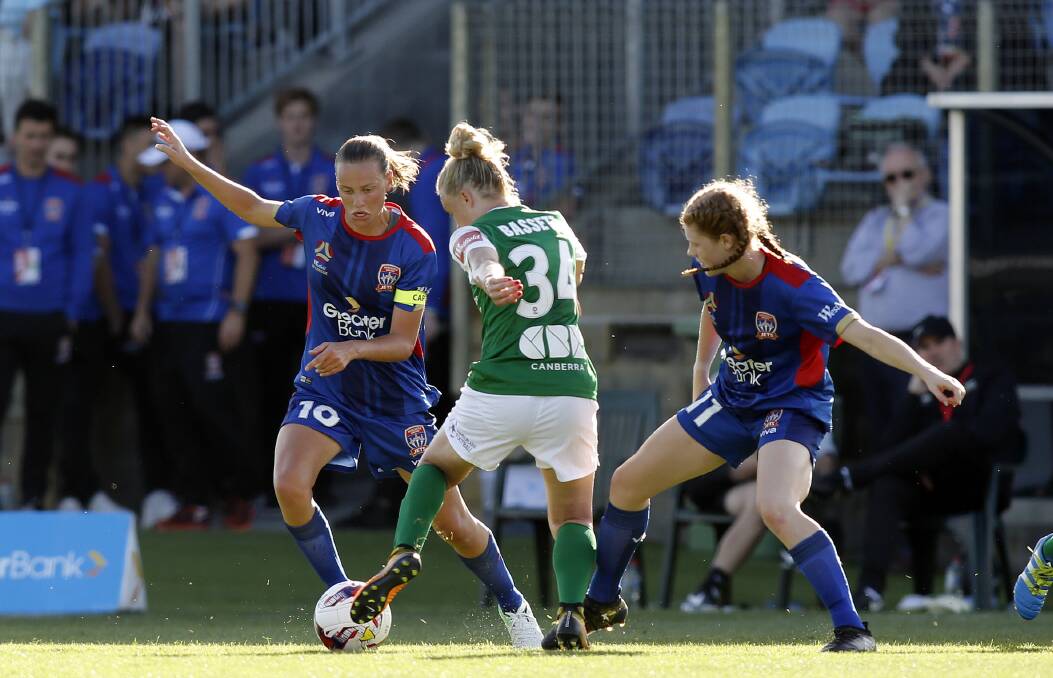 Newcastle playing Canberra at No.2 Sportsground last year. Picture: Jonathan Carroll