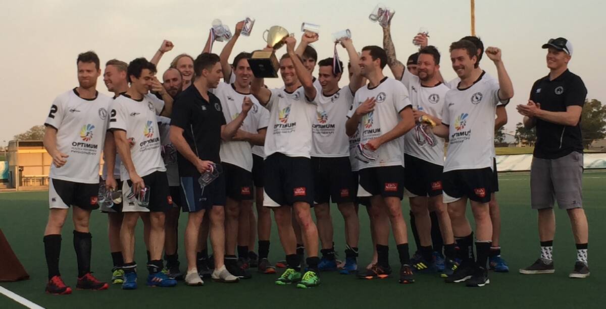 CHAMPIONS: Gosford celebrate a hat-trick of premiership doubles after beating Norths on Saturday at Newcastle International Hockey Centre. 