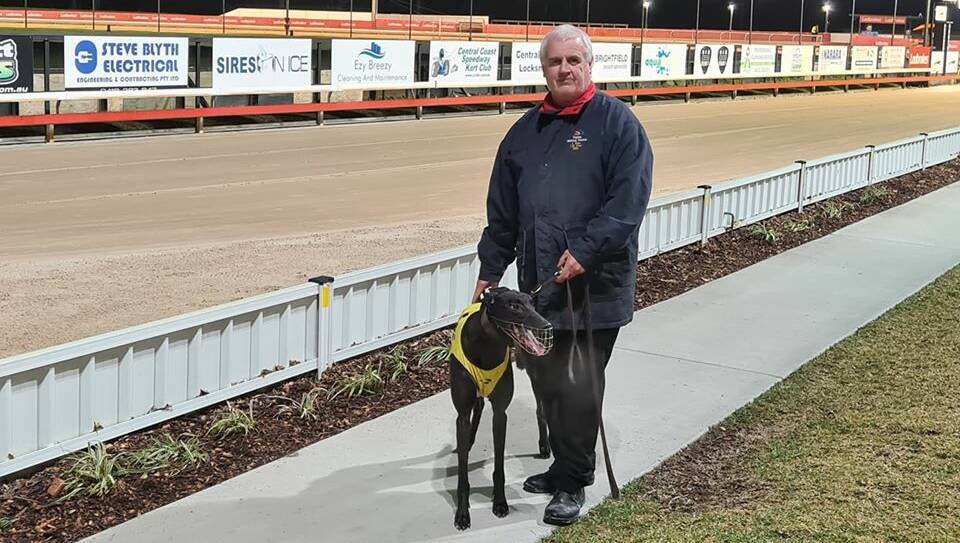 Peter Akers and Run Chaser. Picture: Gosford Greyhound Club