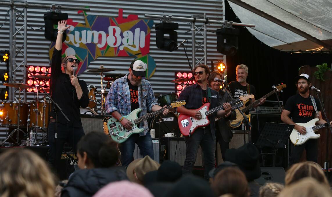 The Dashville Progress Society, featuring Matt Johnston (far right), performing at the 2014 Gum Ball. Picture by Simone De Peak