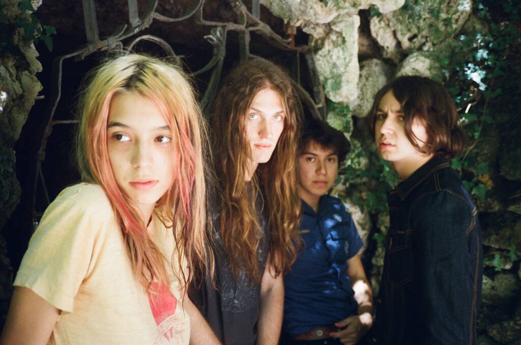 THEATRICAL: Starcrawler vocalist Arrow de Wilde, far left, says her fake blood-spitting stage antics are all about having fun.