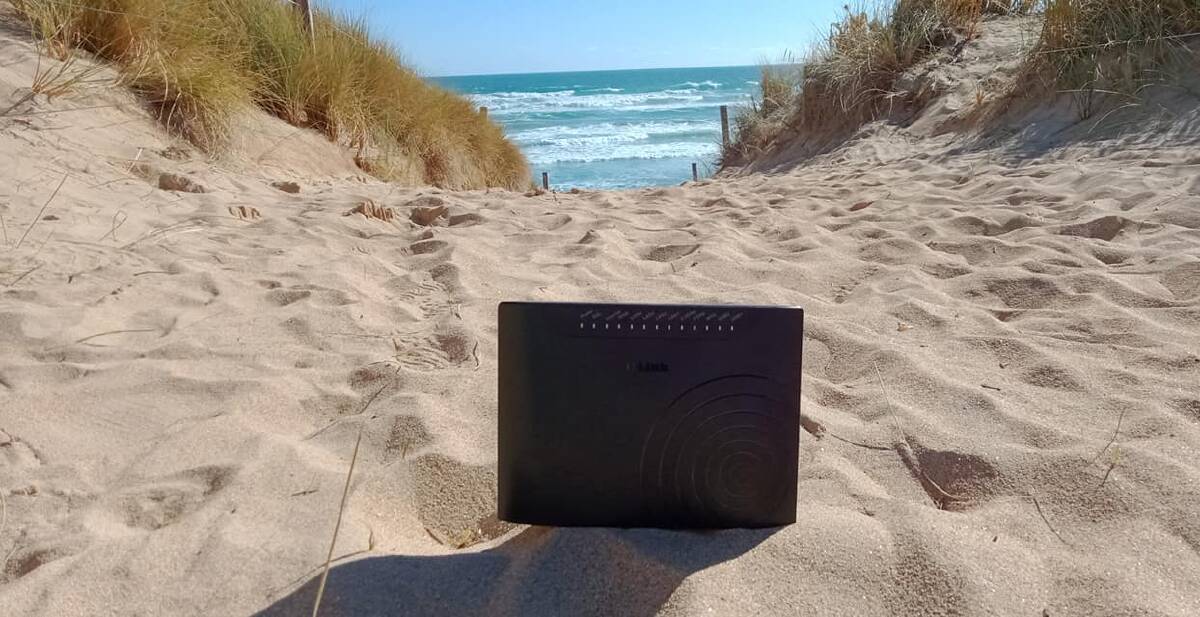 UNPLUGGED: The Langan family modem at the beach. Picture: Facebook