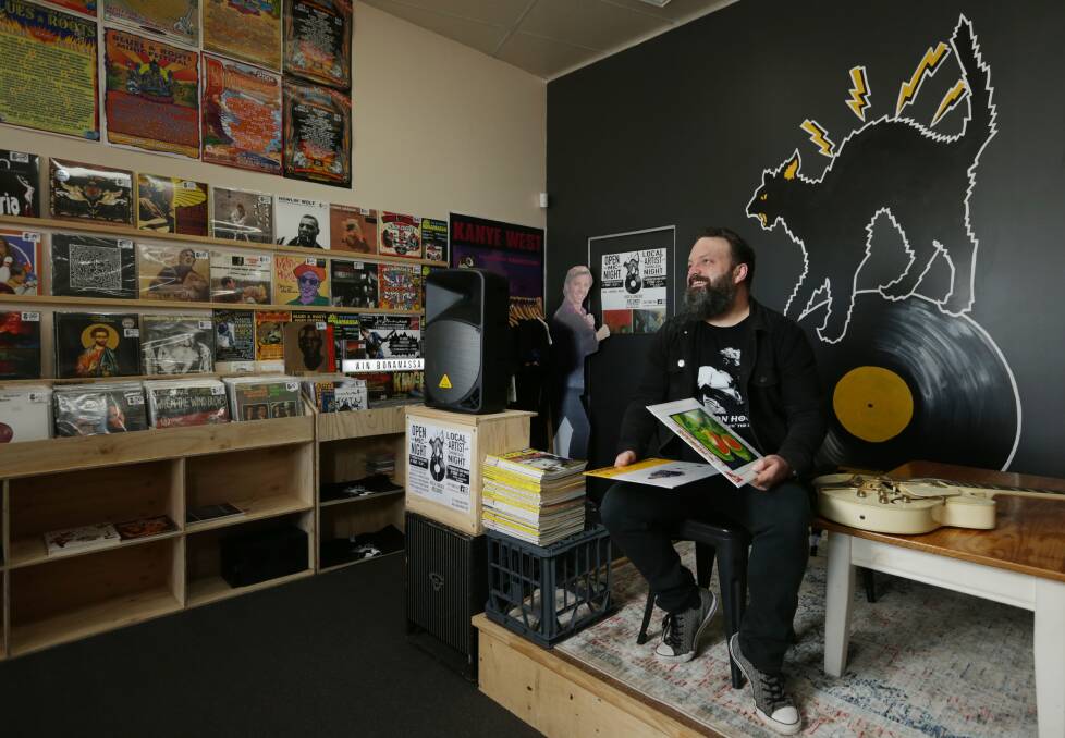 SOUND IDEA: Mitchel Eaton opened Hiss & Crackle Records in May after working for JB Hi-Fi for 18 years. Pictures: Simone De Peak