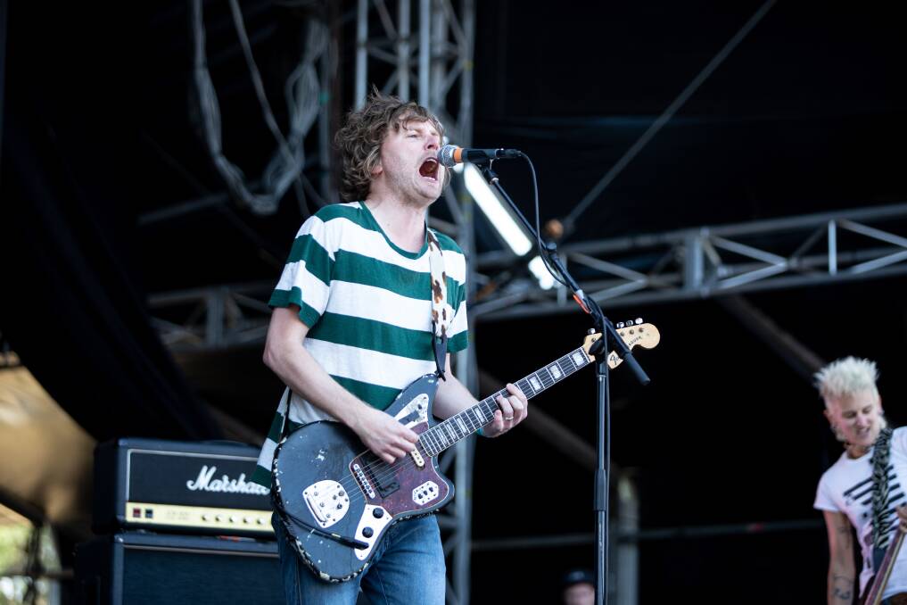 NOSTALGIC: Kevin Mitchell from Jebediah on stage at Scene & Heard Festival. Picture: Marina Neil