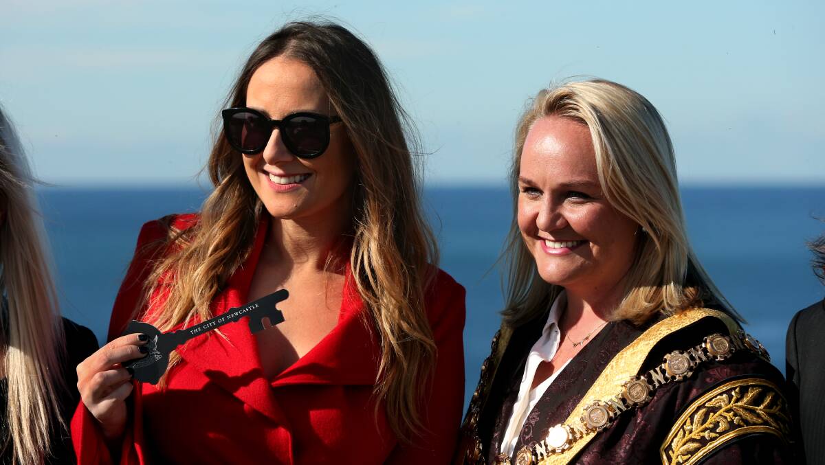 LOCK IT IN: Nuatali Nelmes said presenting the key to the city to Jackie Gillies was a great marketing opportunity for Newcastle. Picture: Simone De Peak