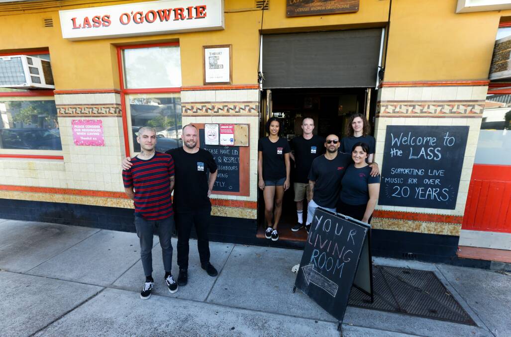 Andrew Dunne, second from left, with staff at the Lass O'Gowrie Hotel in 2020. Picture by Jonathan Carroll
