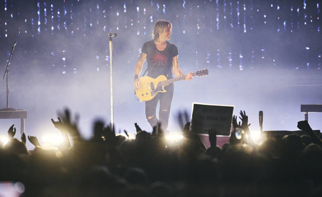 Keith Urban was ever the showman. Picture by Glenn Pokorny