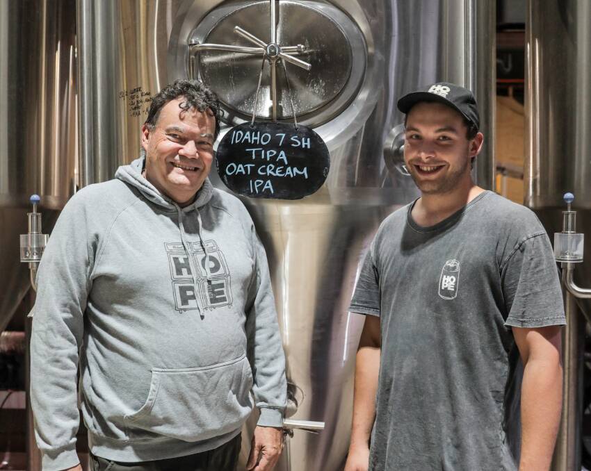 TAPPED: Hope Estate's Michael Hope with brewer Henry Harman.