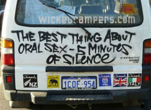 BAD LOOK: An example of the slogans often found on Wicked camper vans.