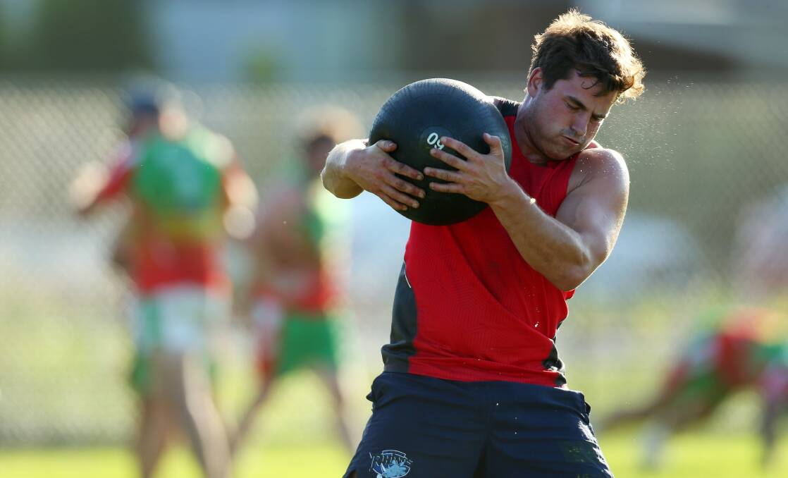 HARD YARDS: Chad Redman sweating it out at Western Suburbs training on Tuesday evening. Picture: Max Mason-Hubers.