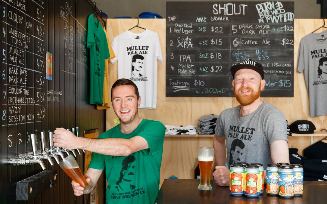 THIRSTY WORK: Shout Brewing co-owners Jim Coulton and Jake Gardiner. Picture: Max Mason-Hubers 