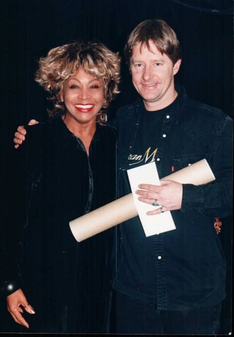 Tina Turner with Ross Ferguson, who worked as a roadie on two of her world tours between 1996 and 2000. Picture supplied