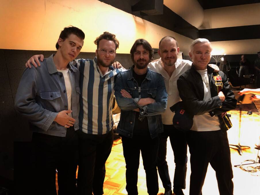 WILD RIDE: From left, Austin Butler, Jamieson Shaw, Dave Cobb, Elliott Wheeler and Baz Luhrmann at the RCA A studio in Nashville. Pictures: Supplied