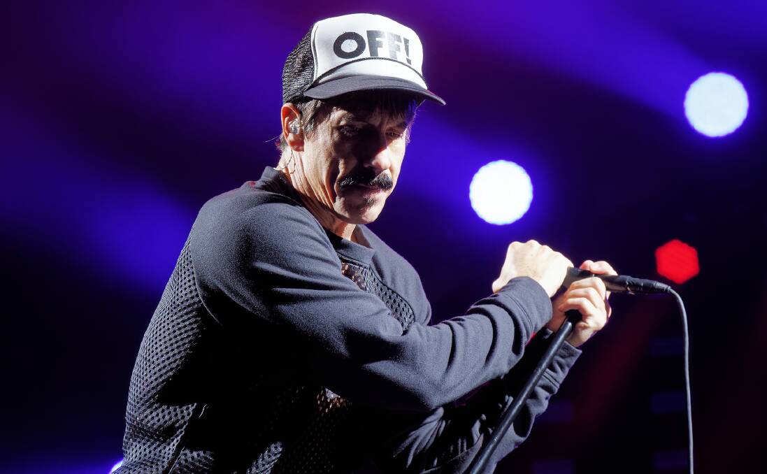 POLISHED: Anthony Kiedis on stage at Hope Estate. Picture: Paul Dear
