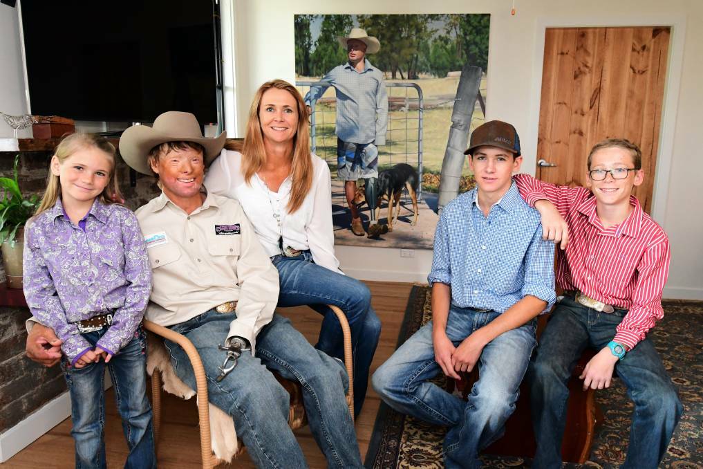 Jamie Manning (second from left) says his accident three-and-a-half years ago - which he largely attributes to complacency while driving - has affected Lori, Karen, Jedd and Braydon. Photo: BELINDA SOOLE