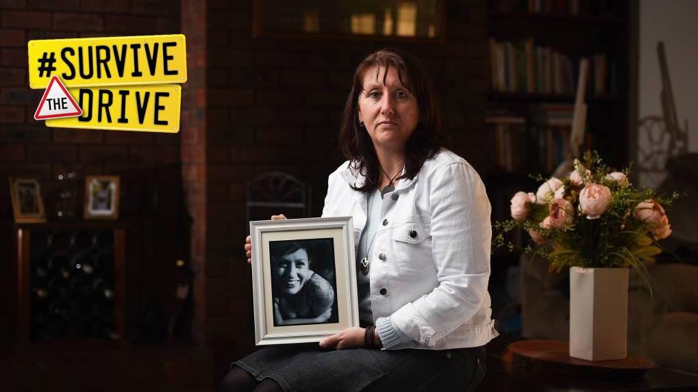  HEARTBREAK: Vicki Richardson, with an image of her daughter Brooke who died after just one text while driving. Pictures: MARK JESSER
