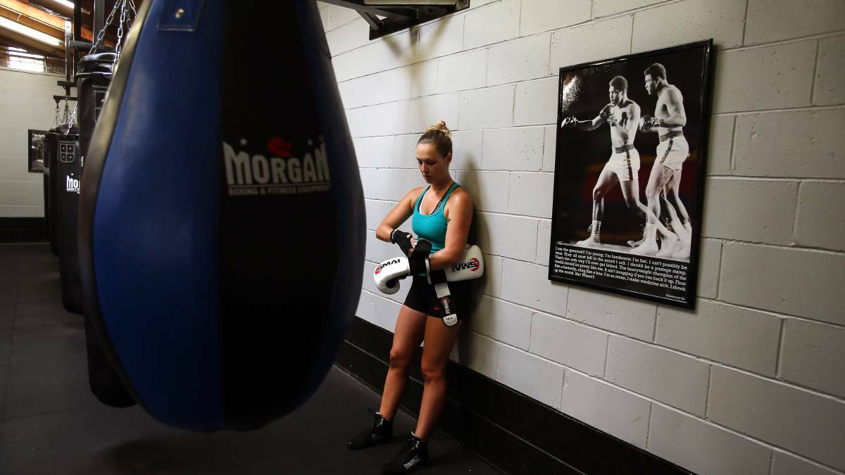 Holly Straford trains six days a week and is pumped for her big bout in Sydney to raise awareness about domestic violence. Pic: Sylvia Liber