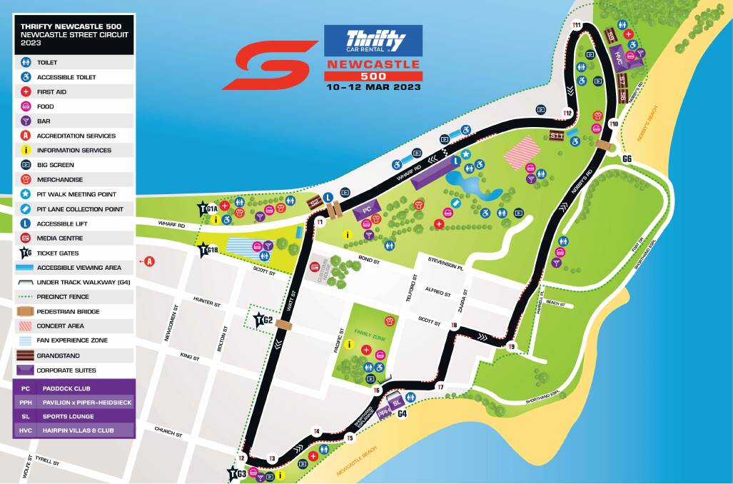 The access point will be the only way to reach Newcastle and Nobbys beaches while the race is on, as Wharf Road and the foreshore are included in the event footprint.