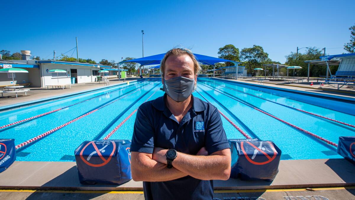 POOL SAFETY: Lake Macquarie swim centres team leader Chris Wilson prepares Speers Point Swim Centre for reopening. Picture: supplied