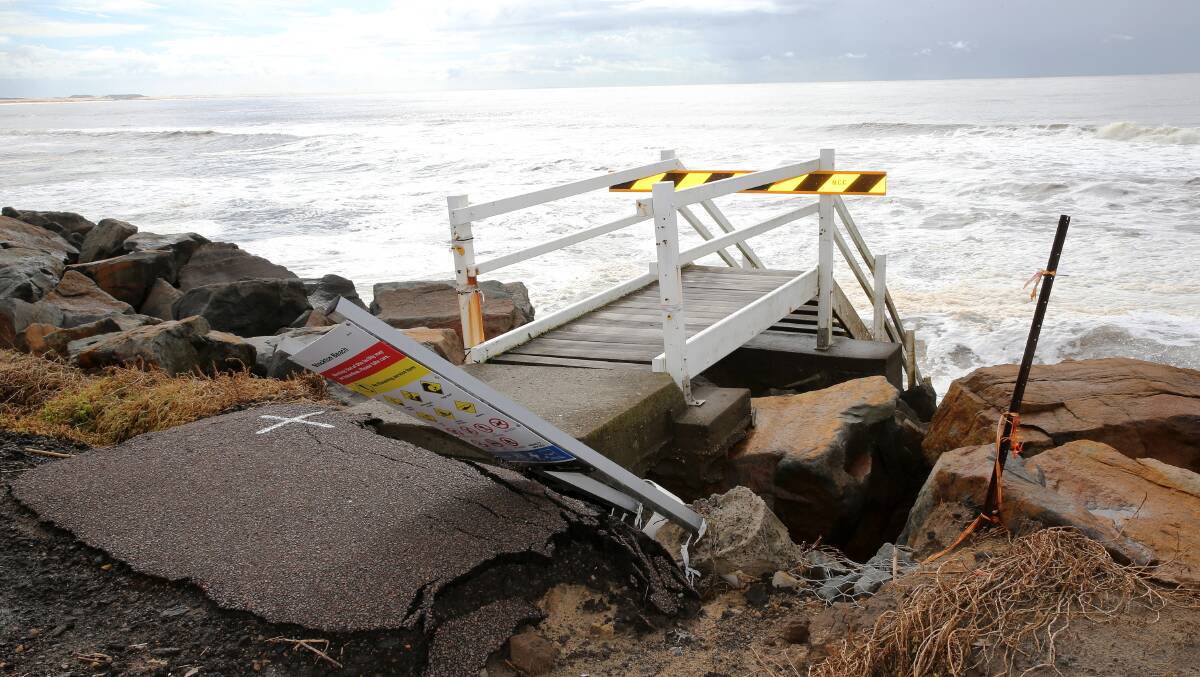 DESTRUCTION: Stockton Beach was again battered by intense storms earlier this month, causing erosion and a washup of debris. Picture: Peter Lorimer