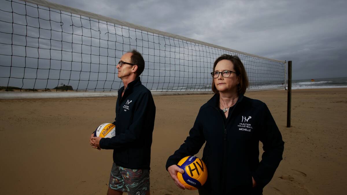 VISION: Hunter Volleyball president Michaelle Slack-Smith, pictured with player Ian Bell. The association was impacted by the refusal of the Hillsborough basketball stadium. Picture: Simone De Peak