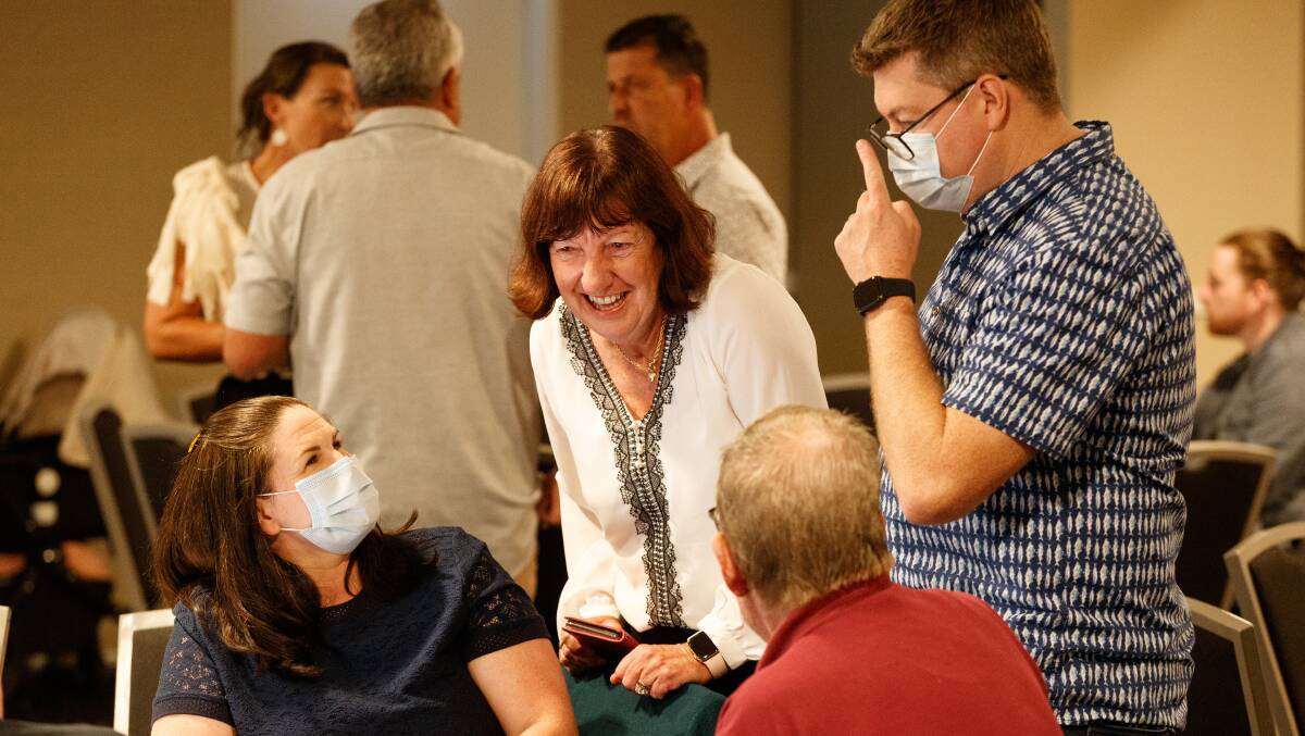 Mayor Kay Fraser at her election event on Saturday night. Picture: Max Mason-Hubers