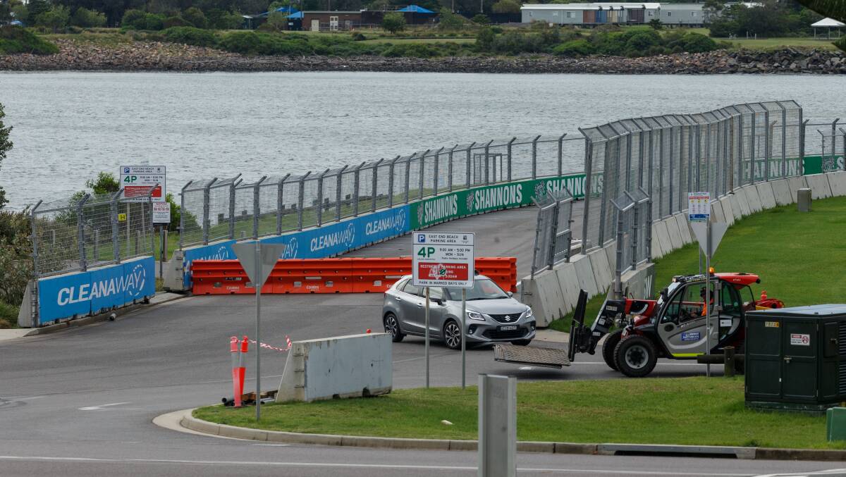 Supercars pack down around Newcastle Foreshore this week. Picture by Max Mason-Hubers