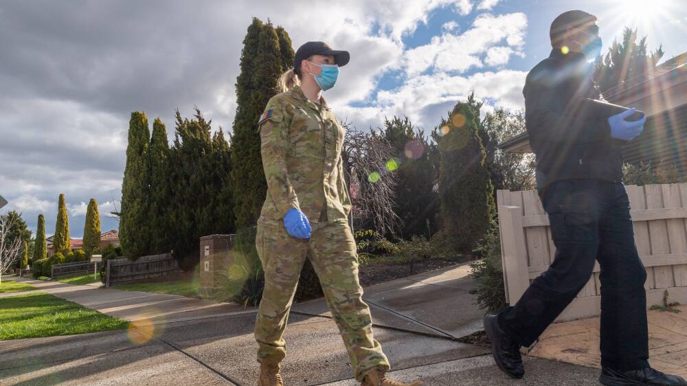 Defence personnel will join Newcastle police to conduct welfare door knocks and compliance checks. Picture: Commonwealth of Australia Department of Defence