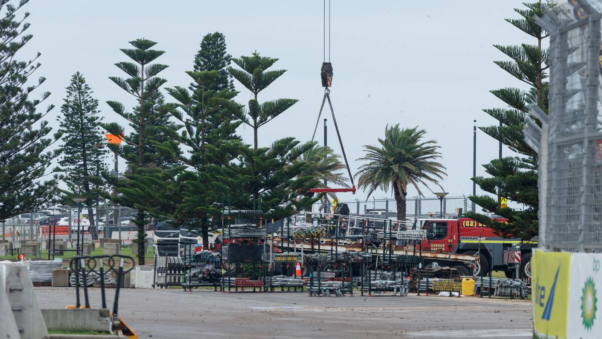 Supercars track deconstruction work around the foreshore on Monday. Picture by Max Mason-Hubers