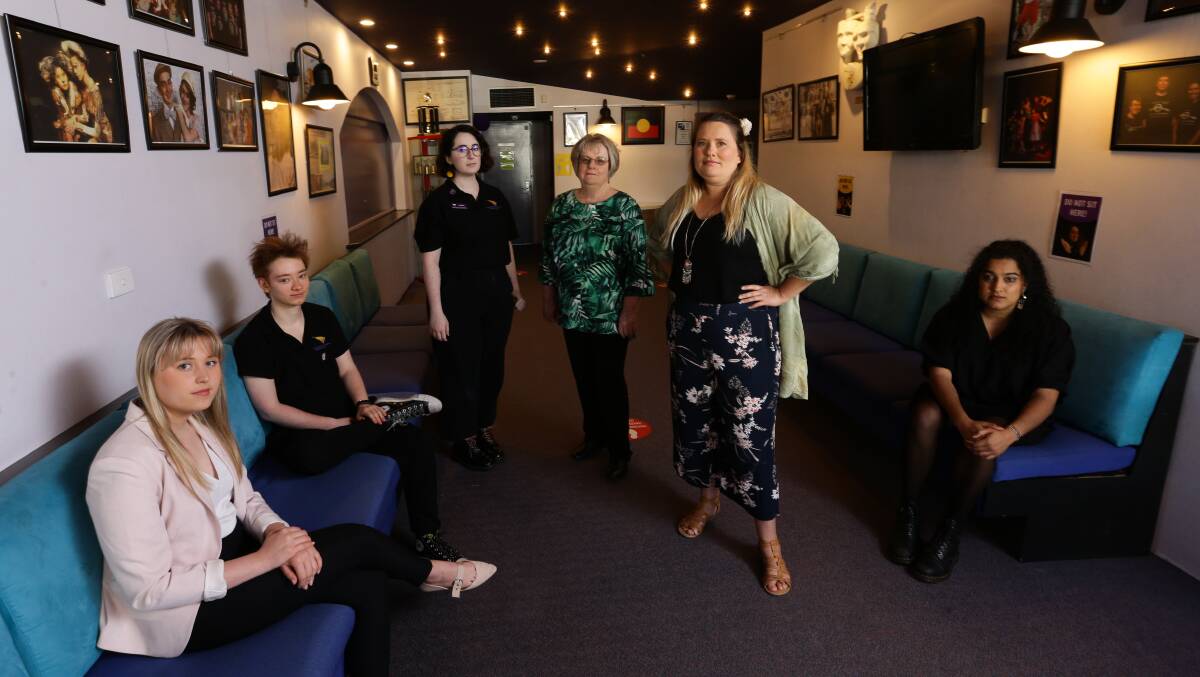 REDUCTION: Chelsea Willis, Riley McLean, Leilani Boughton, Monica Skehan, Claire Thomas, Shoba Alexander from the Young People's Theatres will be impacted by the impending changes to the JobKeeper allowance. Picture: Jonathan Carroll