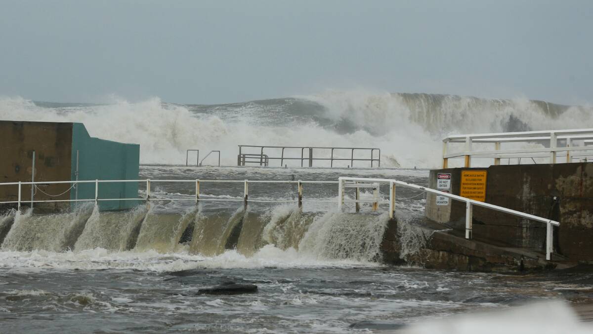 Huge seas in Newcastle on Friday. Picture: Jonathan Carroll