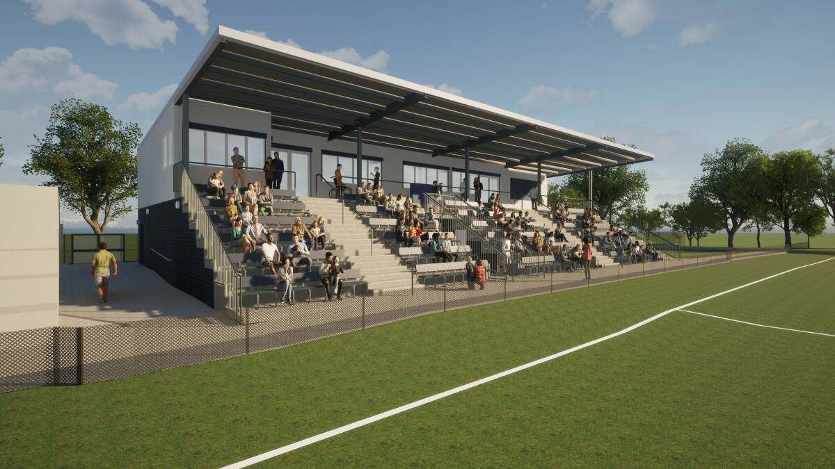 An artist's impression of the new grandstand to be built at the Darling Street Oval. Picture by City of Newcastle