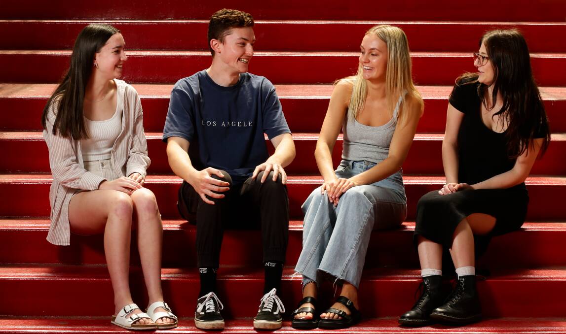 St Francis Xavier's College HSC top achievers for 2022 Ellen Hughes, Joseph Nolan, Samara Payne, Casey O'Bryan. Jack Breasley is not pictured. All five students achieved top 10 places in the state in one of their subjects. Picture by Jonathan Carroll 