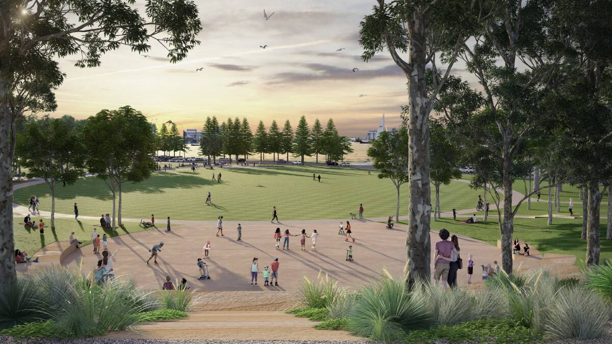 A concept image of how the future Foreshore Park could look as a result of the masterplan. Picture supplied by City of Newcastle